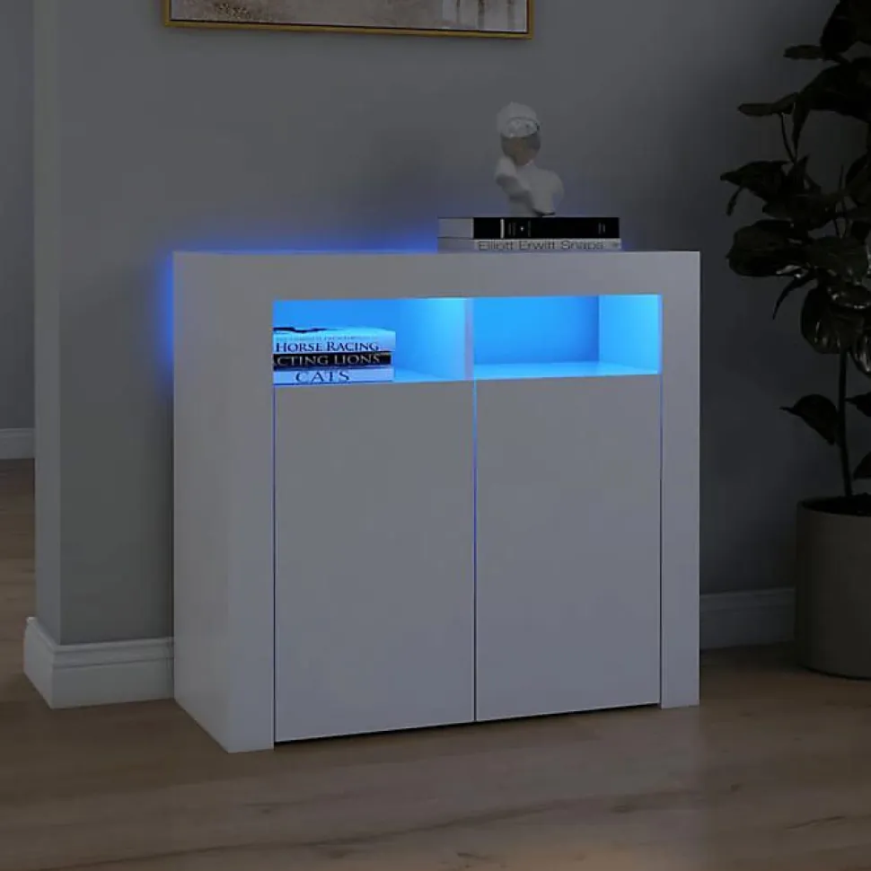 vidaXL Buffet avec Lumières LED, Meuble de Rangement, Armoire de Rangement, Organisateur de Salon Salle de Séjour Intérieur, 80432