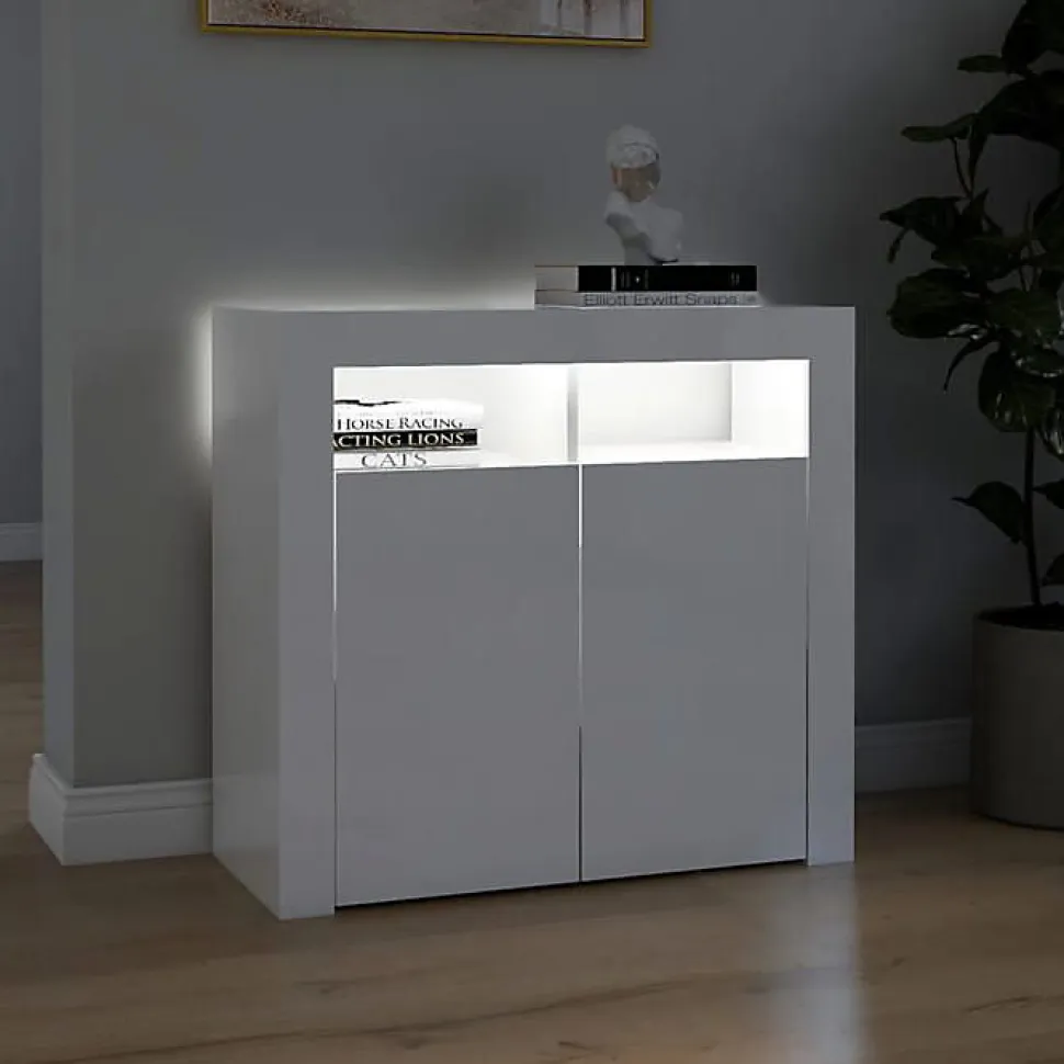 vidaXL Buffet avec Lumières LED, Meuble de Rangement, Armoire de Rangement, Organisateur de Salon Salle de Séjour Intérieur, 80433