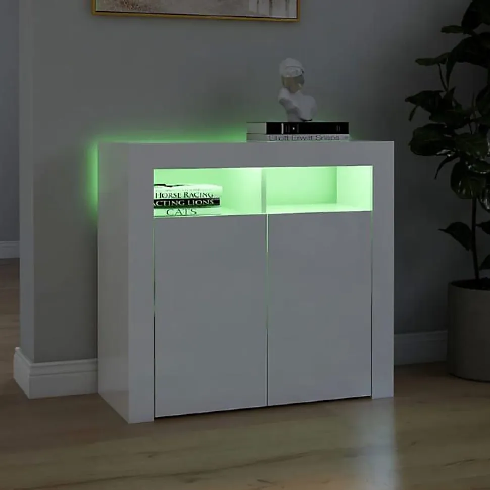 vidaXL Buffet avec Lumières LED, Meuble de Rangement, Armoire de Rangement, Organisateur de Salon Salle de Séjour Intérieur, 80433