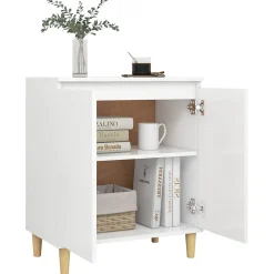 vidaXL Buffet avec pieds en bois massif Blanc 60x35x70 cm Aggloméré