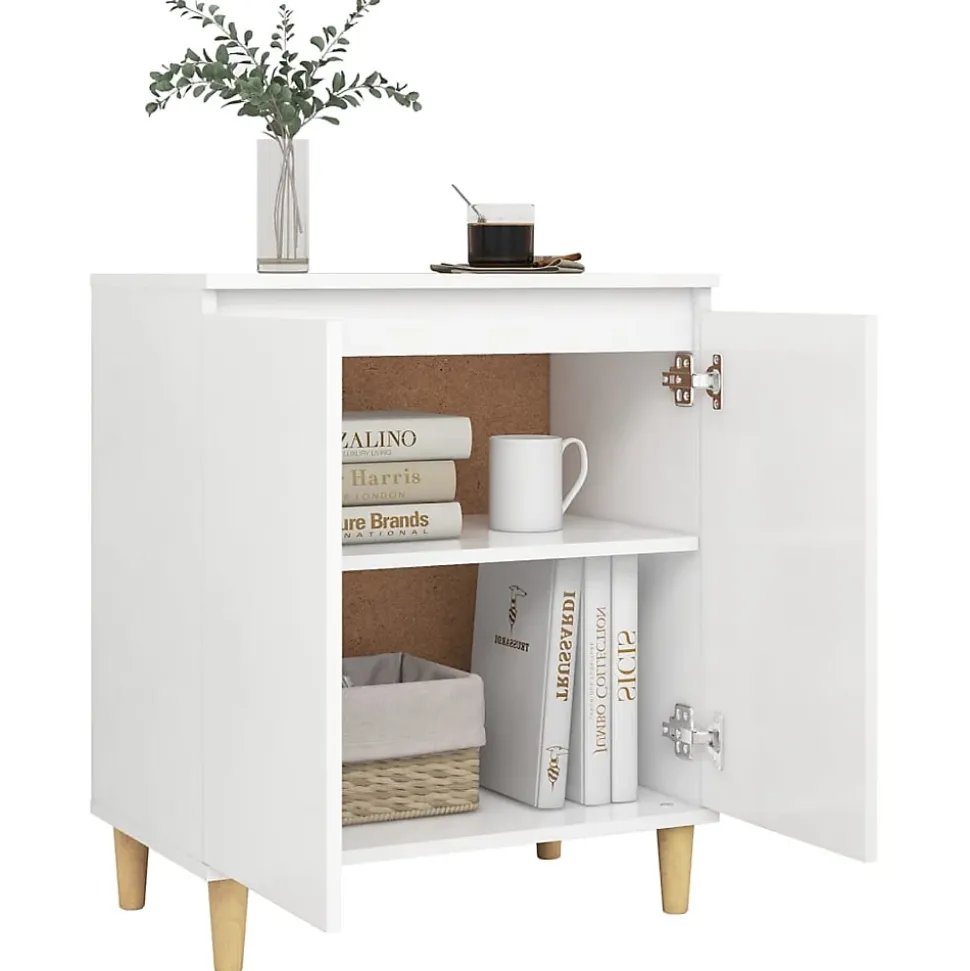 vidaXL Buffet avec pieds en bois massif Blanc 60x35x70 cm Aggloméré