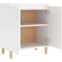 vidaXL Buffet avec pieds en bois massif Blanc 60x35x70 cm Aggloméré