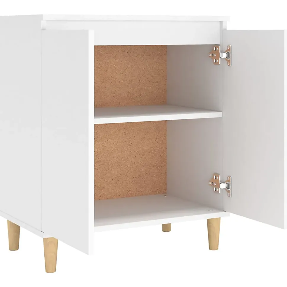 vidaXL Buffet avec pieds en bois massif Blanc 60x35x70 cm Aggloméré