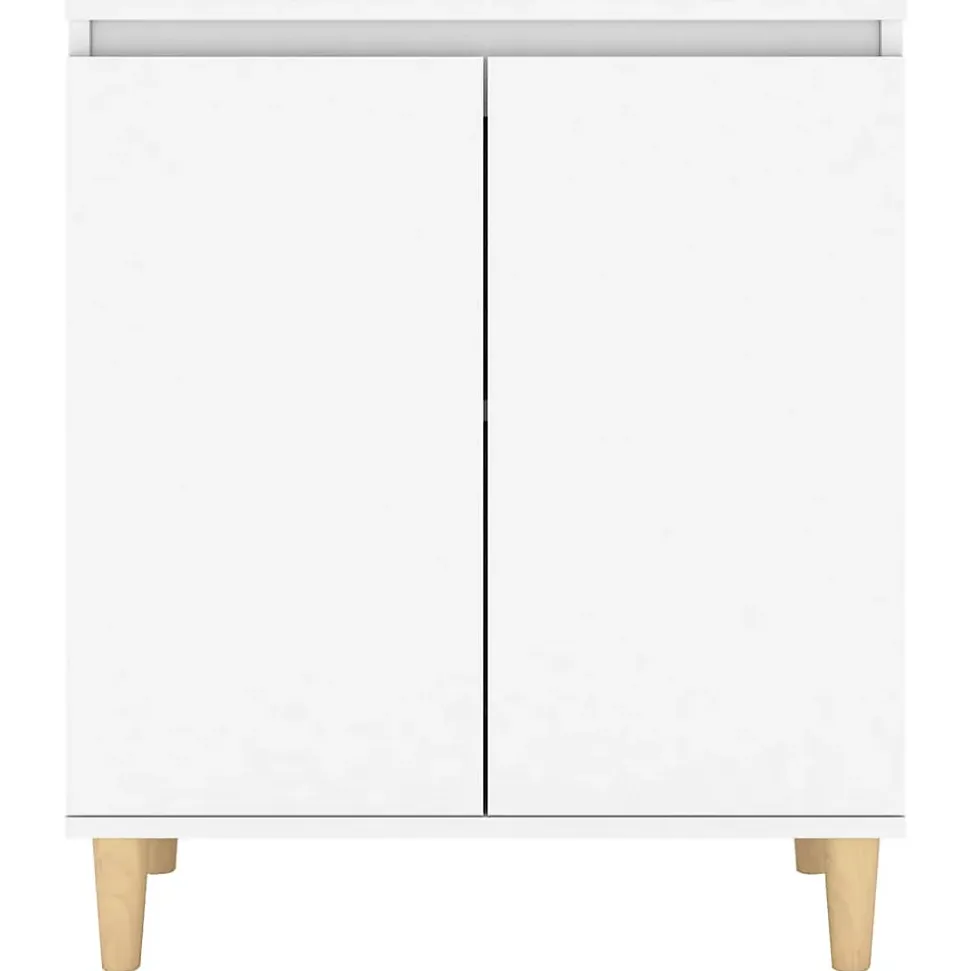 vidaXL Buffet avec pieds en bois massif Blanc 60x35x70 cm Aggloméré