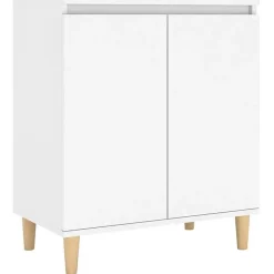 vidaXL Buffet avec pieds en bois massif Blanc 60x35x70 cm Aggloméré