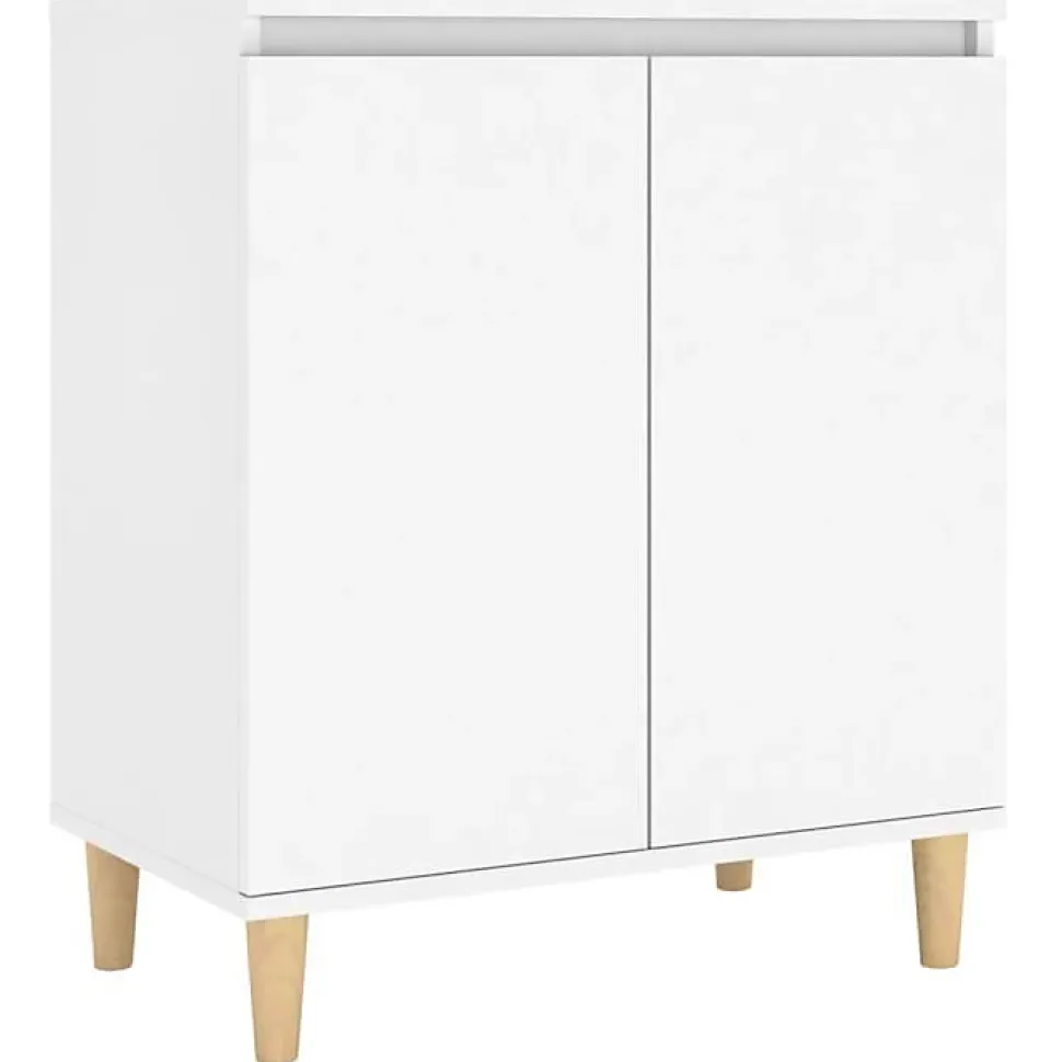 vidaXL Buffet avec pieds en bois massif Blanc 60x35x70 cm Aggloméré