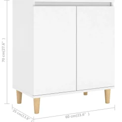 vidaXL Buffet avec pieds en bois massif Blanc 60x35x70 cm Aggloméré