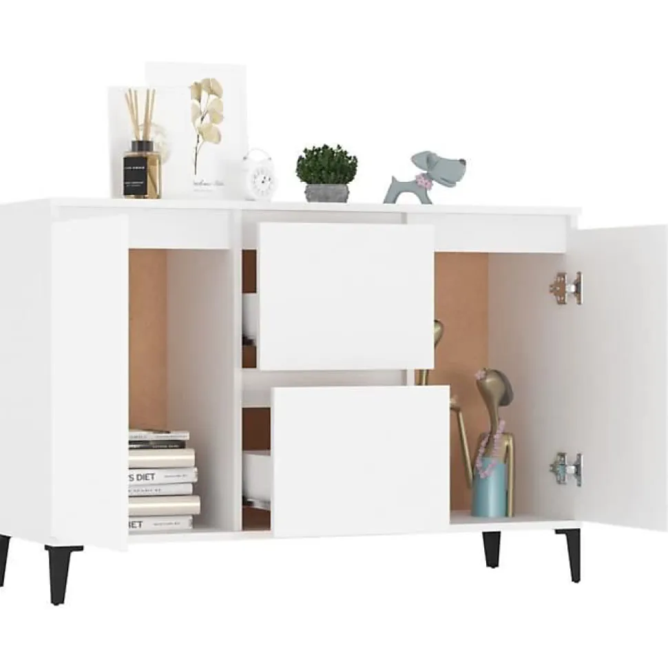 vidaXL Buffet blanc 104x35x70 cm bois d'ingénierie 806112