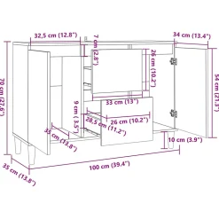 vidaXL Buffet blanc 101x35x70 cm bois d'ingénierie 806103