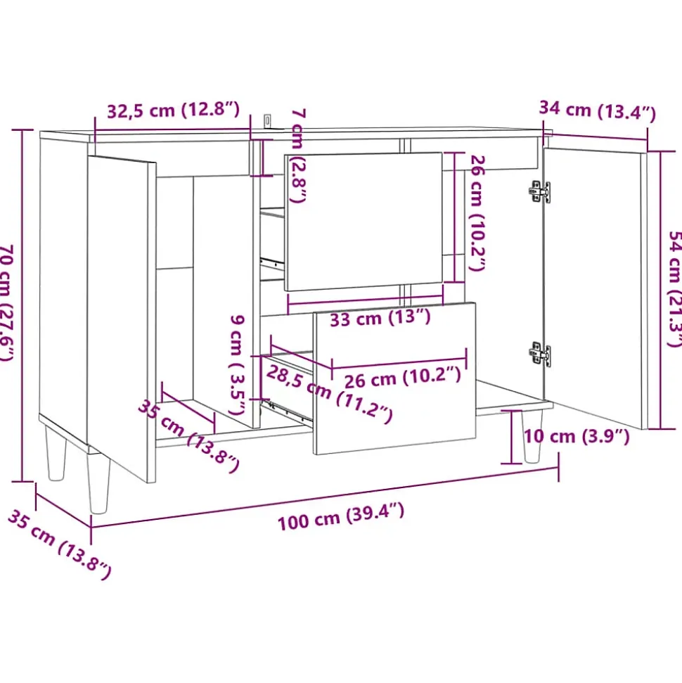 vidaXL Buffet blanc 101x35x70 cm bois d'ingénierie 806103