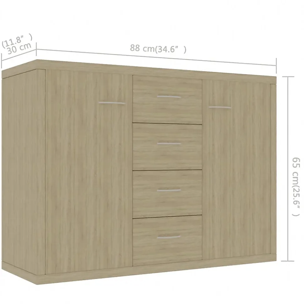 vidaXL Buffet Chêne sonoma 88x30x65 cm Aggloméré