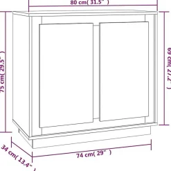 vidaXL Buffet chêne sonoma 80x34x75 cm bois d'ingénierie 819887