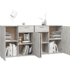 vidaXL Buffet Gris béton 160x36x75 cm Bois d'ingénierie 3074931