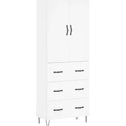 vidaXL Buffet haut Blanc 69,5x34x180 cm Bois d'ingénierie 3198081