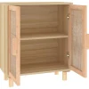 vidaXL Buffet Marron 60x30x70 cm Bois de pin massif et rotin naturel 345632