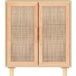 vidaXL Buffet Marron 60x30x70 cm Bois de pin massif et rotin naturel 345632