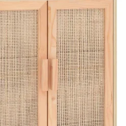 vidaXL Buffet Marron 60x30x70 cm Bois de pin massif et rotin naturel 345632
