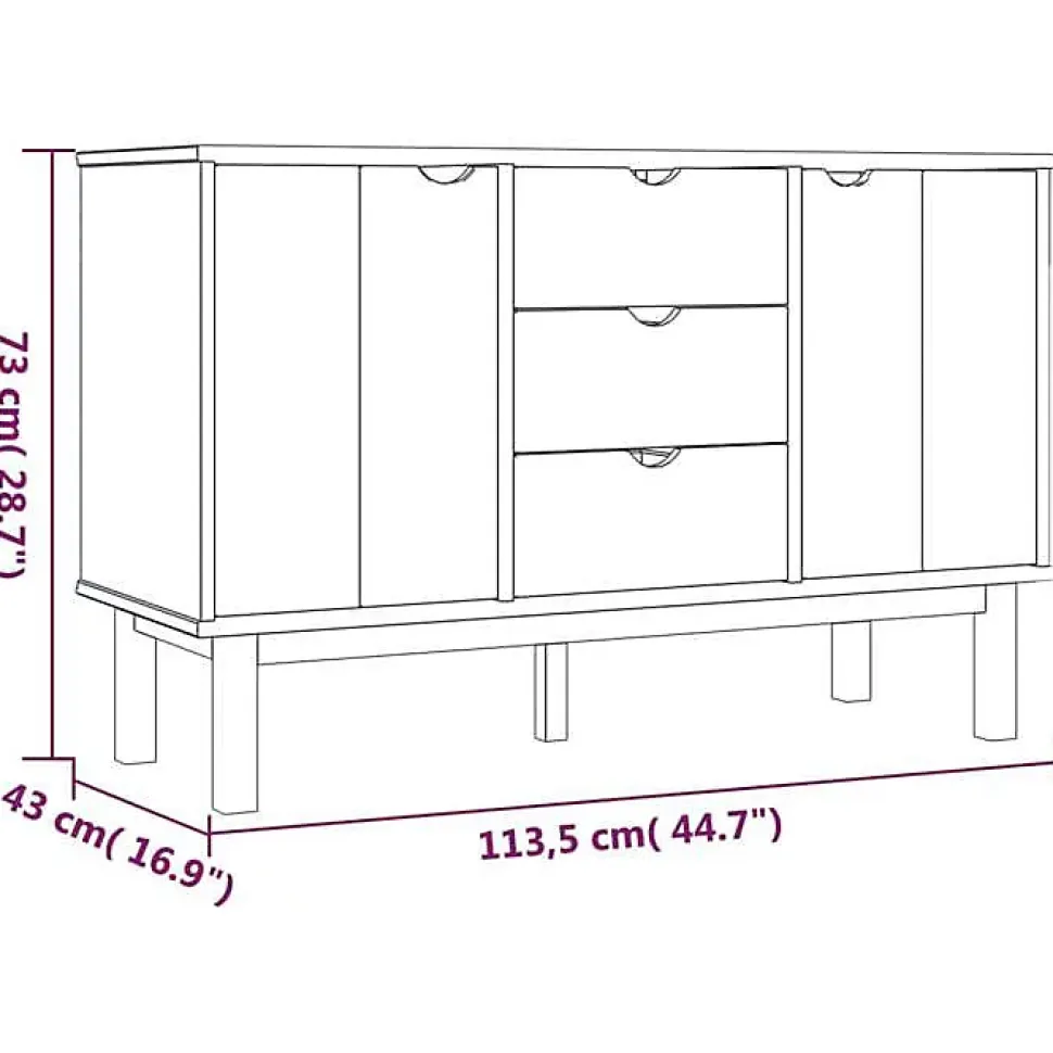 vidaXL Buffet OTTA 113,5x43x73 cm Bois massif de pin 348591
