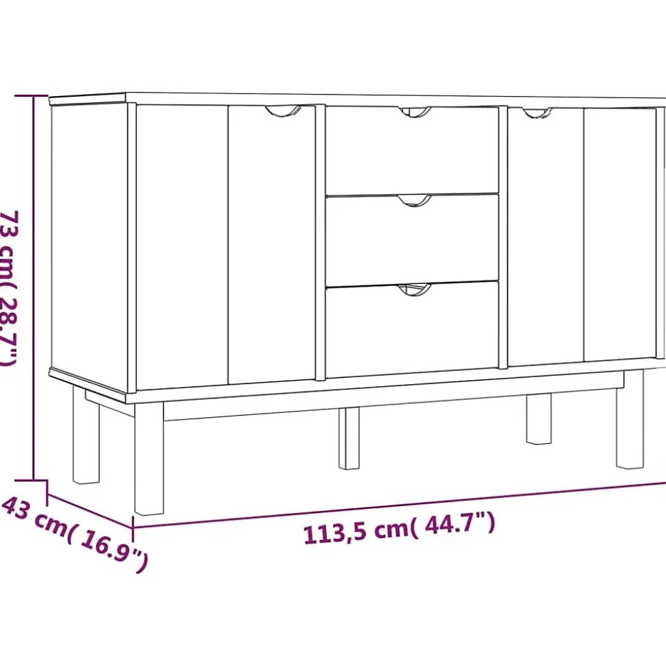 vidaXL Buffet OTTA 113,5x43x73 cm Bois massif de pin 348591