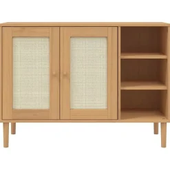 vidaXL Buffet SENJA aspect rotin marron 112x40x80cm bois massif de pin 358028