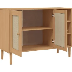 vidaXL Buffet SENJA aspect rotin marron 112x40x80cm bois massif de pin 358028