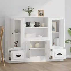 vidaXL Buffets 3 pcs blanc bois d'ingénierie 3185311