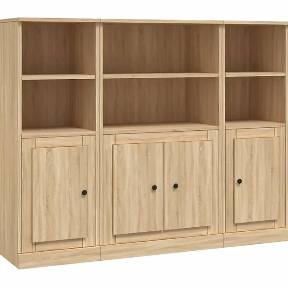 vidaXL Buffets 3 pcs chêne sonoma bois d'ingénierie 3185306
