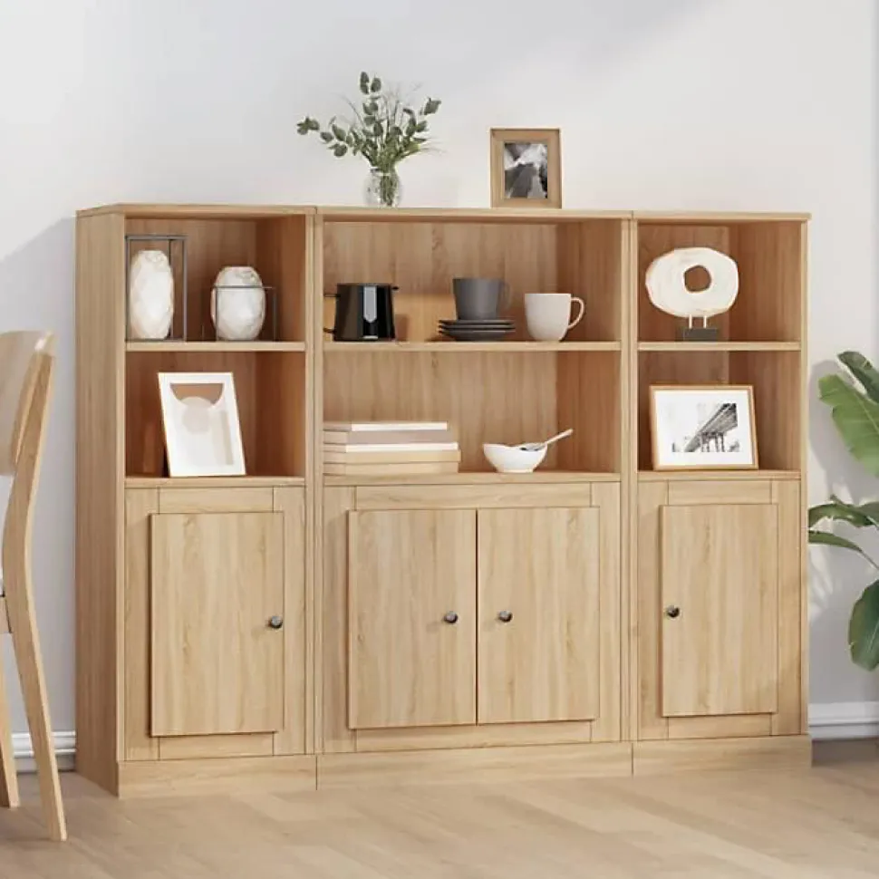 vidaXL Buffets 3 pcs chêne sonoma bois d'ingénierie 3185306