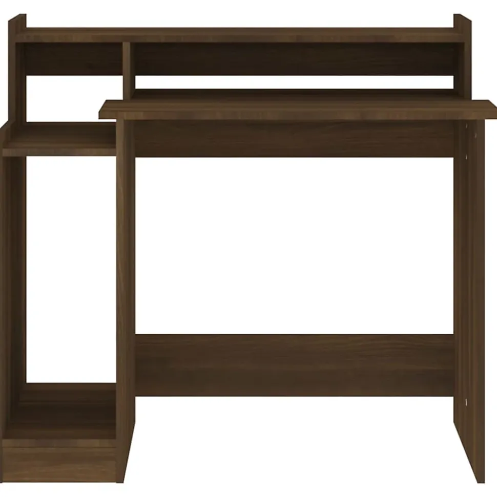 vidaXL Bureau à Lumières LED Table d'Ordinateur Table de Travail Meuble Informatique Meuble d'Etude Chêne Marron 97x45x90 cm 82047