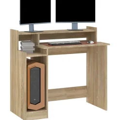 vidaXL Bureau avec Lumières LED Table d'Ordinateur Bureau d'Ecriture Table d'Etude Informatique Chêne Sonoma 97x45x90 cm 805555
