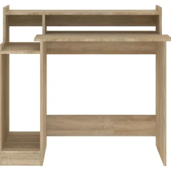 vidaXL Bureau avec Lumières LED Table d'Ordinateur Bureau d'Ecriture Table d'Etude Informatique Chêne Sonoma 97x45x90 cm 805555