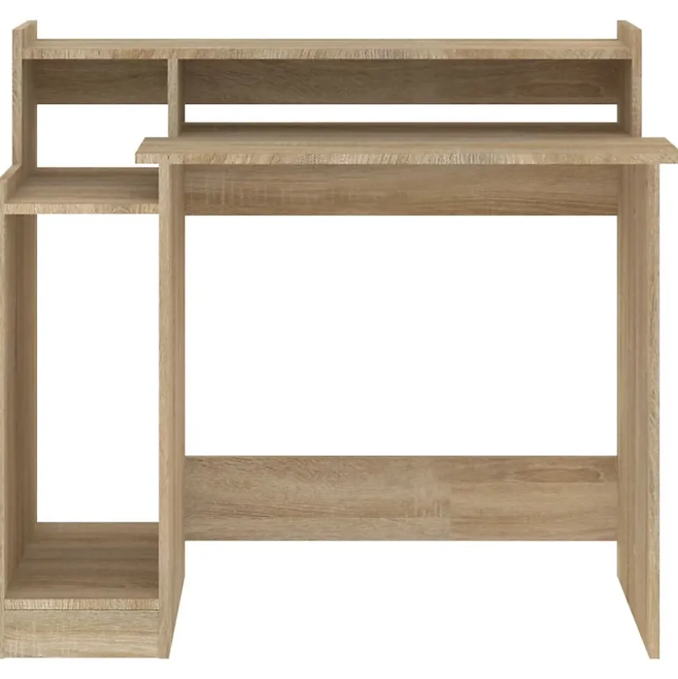 vidaXL Bureau avec Lumières LED Table d'Ordinateur Bureau d'Ecriture Table d'Etude Informatique Chêne Sonoma 97x45x90 cm 805555