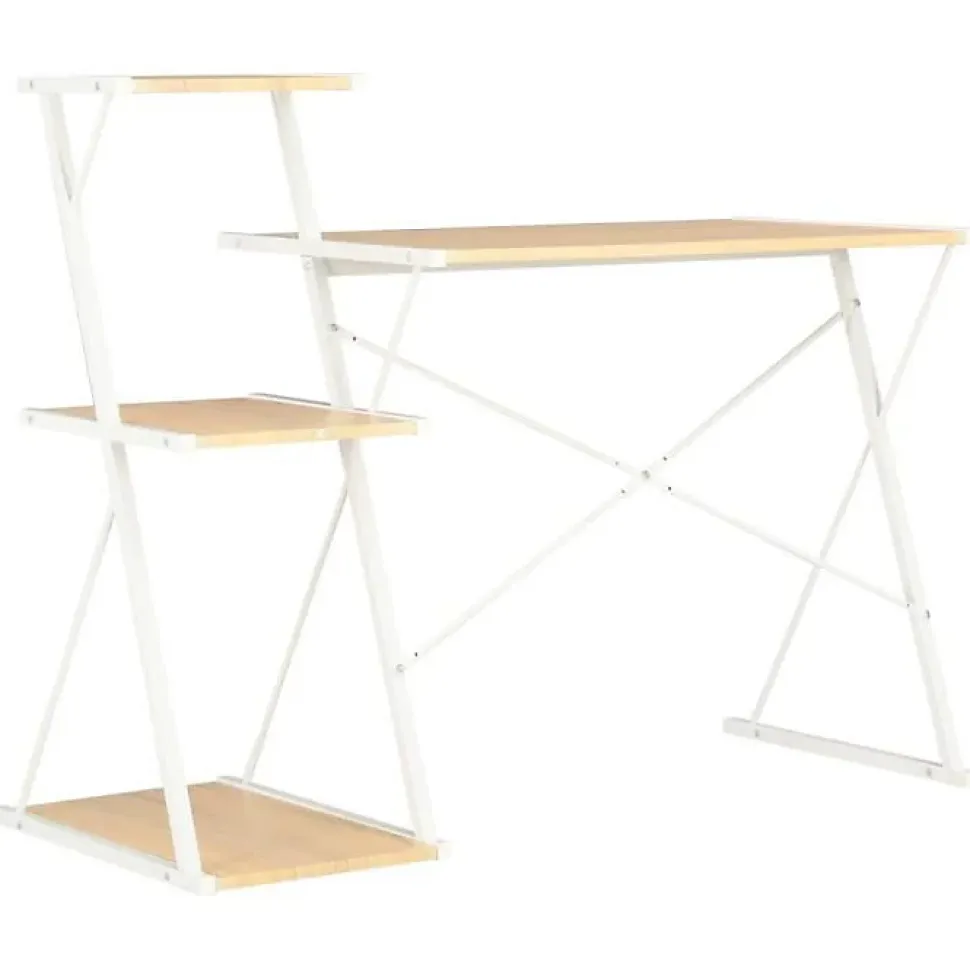 vidaXL Bureau avec étagère Blanc et chêne 116x50x93 cm 20291