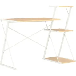 vidaXL Bureau avec étagère Blanc et chêne 116x50x93 cm 20291