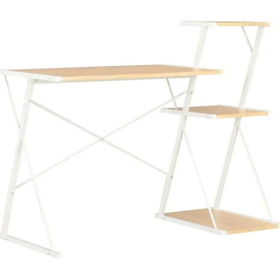 vidaXL Bureau avec étagère Blanc et chêne 116x50x93 cm 20291