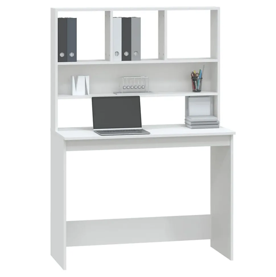 vidaXL Bureau avec étagères Blanc 102x45x148 cm Bois d'ingénierie 823000