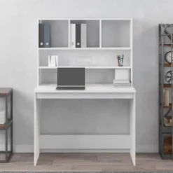 vidaXL Bureau avec étagères Blanc 102x45x148 cm Bois d'ingénierie 823000
