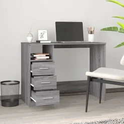 vidaXL Bureau avec tiroirs Sonoma gris 102x50x76 cm Bois d'ingénierie 823038