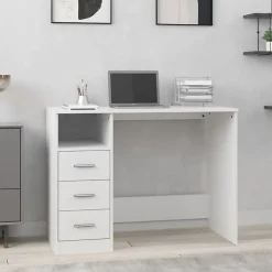 vidaXL Bureau avec tiroirs Blanc 102x50x76 cm Bois d'ingénierie 823032