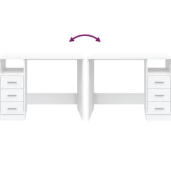 vidaXL Bureau avec tiroirs Blanc 102x50x76 cm Bois d'ingénierie 823032