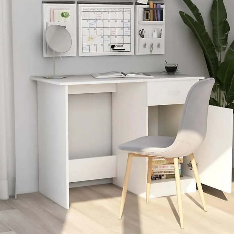 vidaXL Bureau Blanc 100 x 50 x 76 cm Aggloméré