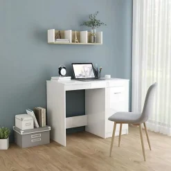 vidaXL Bureau Blanc brillant 100x50x76 cm Aggloméré