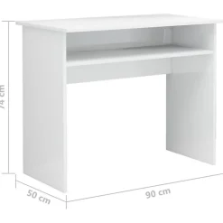 vidaXL Bureau Blanc brillant 90x50x74 cm Aggloméré