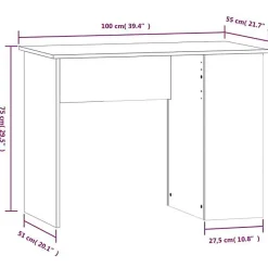 vidaXL Bureau Blanc brillant 100x55x75 cm Bois d'ingénierie 823026
