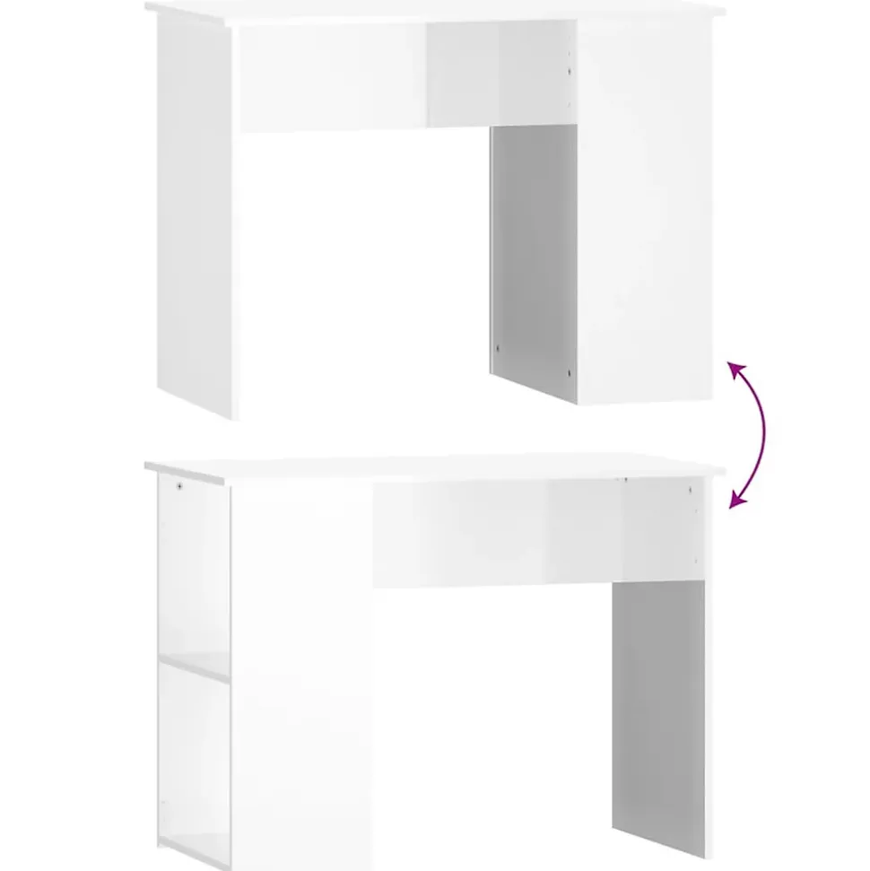 vidaXL Bureau Blanc brillant 100x55x75 cm Bois d'ingénierie 823026