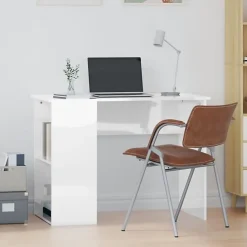 vidaXL Bureau Blanc brillant 100x55x75 cm Bois d'ingénierie 823026