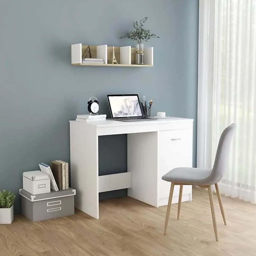 vidaXL Bureau Blanc 100x50x76 cm Aggloméré