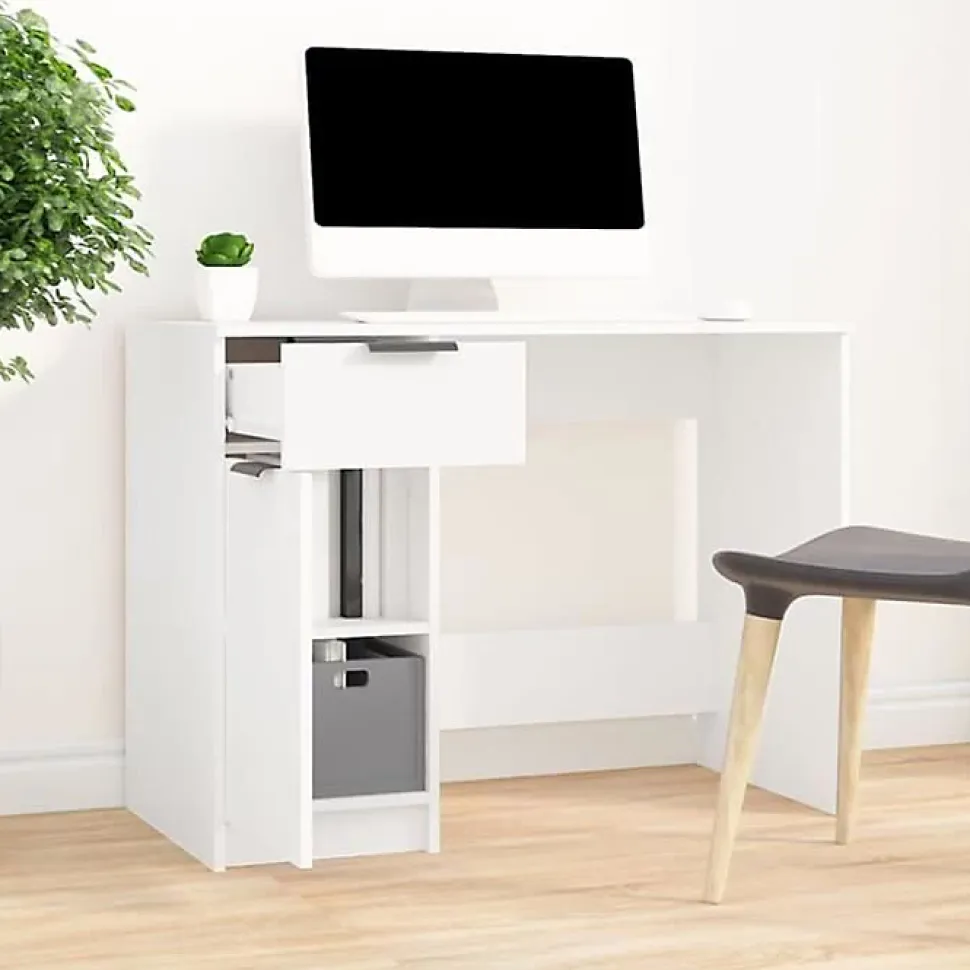 vidaXL Bureau Blanc 100x50x75 cm Bois d'ingénierie 811493
