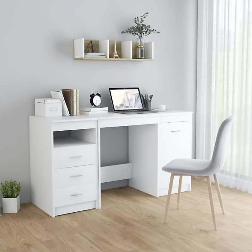 vidaXL Bureau Blanc 140x50x76 cm Aggloméré