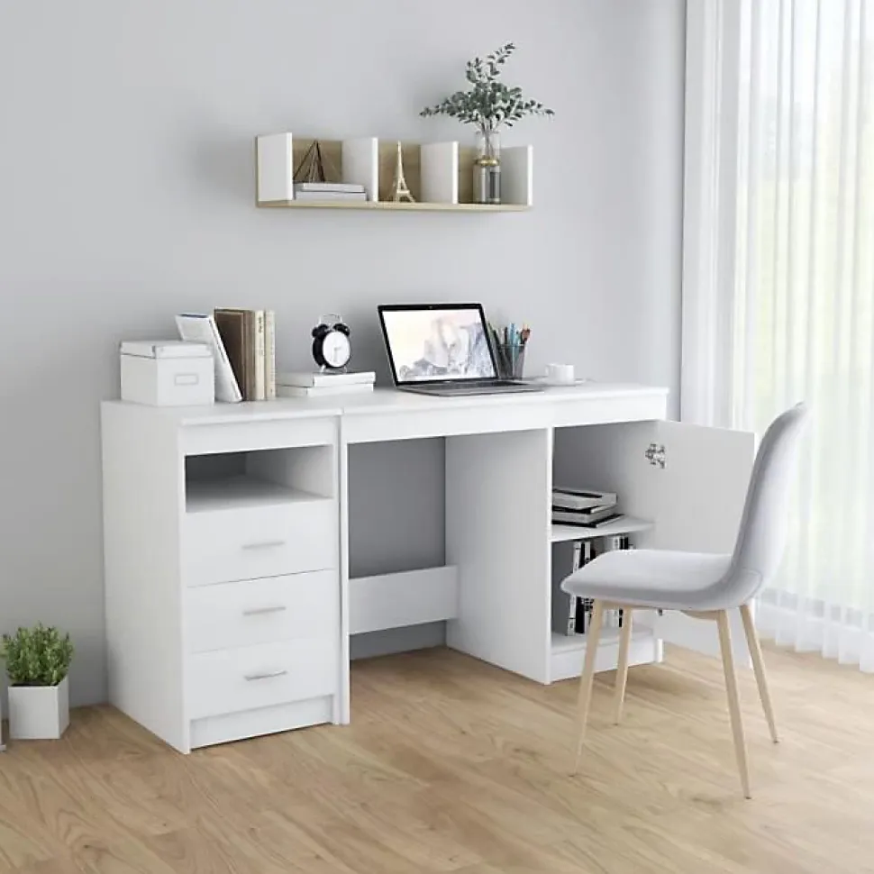 vidaXL Bureau Blanc 140x50x76 cm Aggloméré
